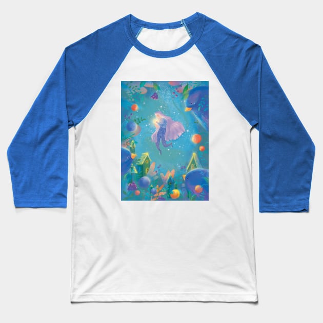 Healer of Wild Berries Magic Birds Home Baseball T-Shirt by morikoMomoko